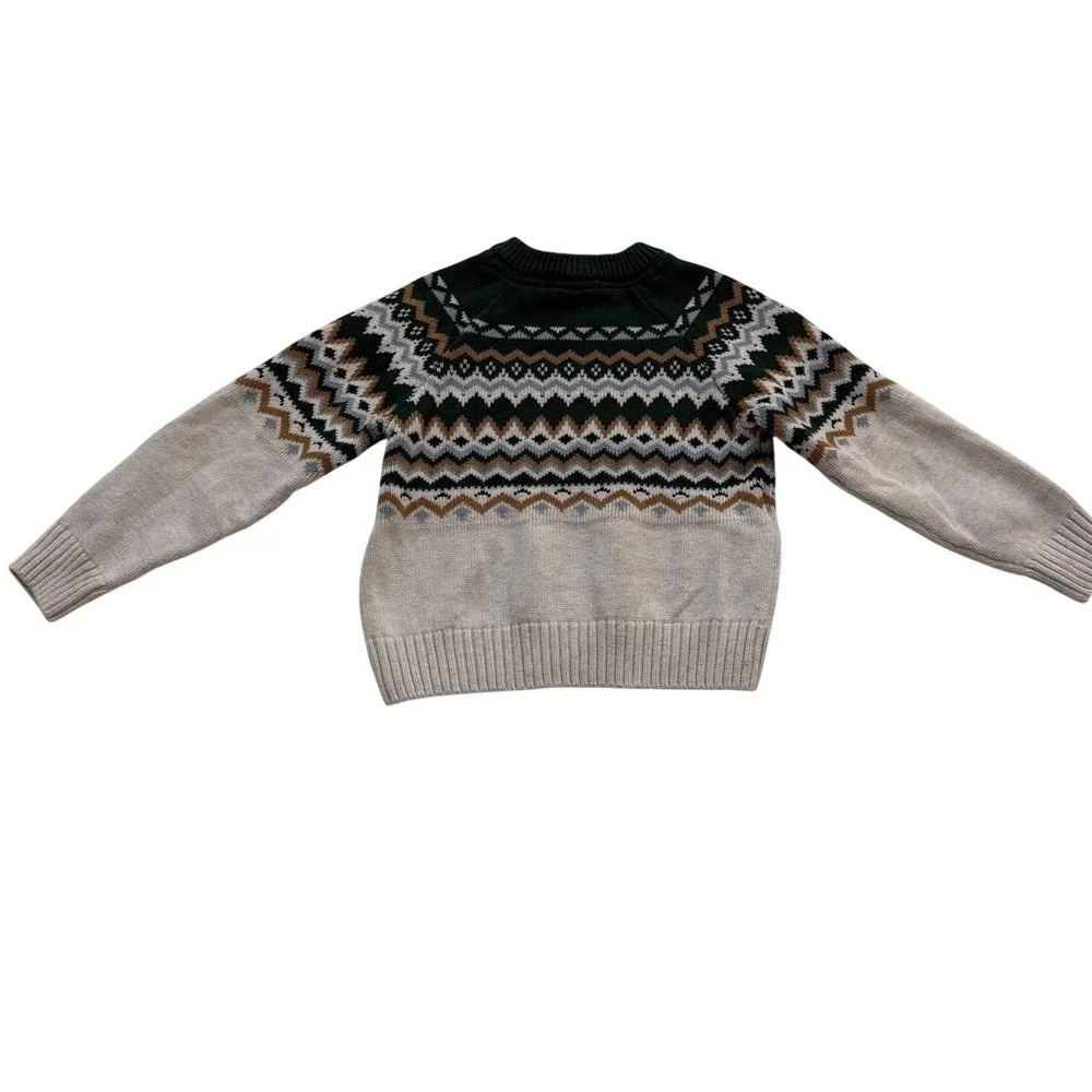 Gymboree Fair Isle Sweater Green Tan‎ White Boys Girls Toddler 2T